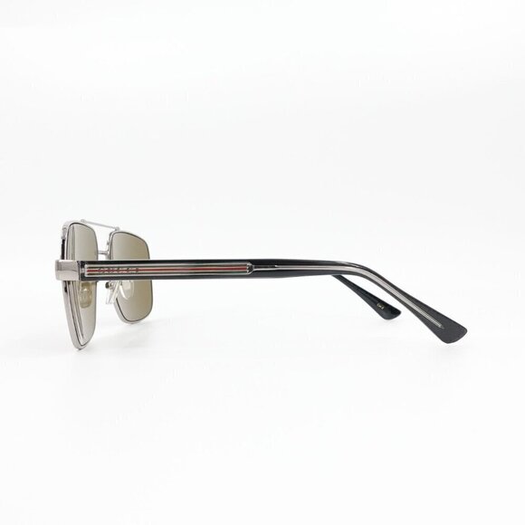 Gucci GG0529 Squared Aviator Sunglasses Silver Brown OS